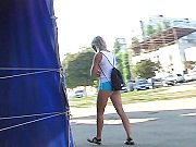 Girl in sport shorts beautiful butt