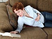 Classy Cougar Gets Turned Reading Erotic Fiction And Undresses