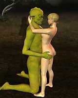 Pigtailed Blond Girl Sucks fucks and Gets Fucked By Alien In 3d