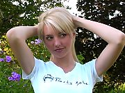 Pretty Hairless Blond Babe Also Poses In Jeans Outdoor