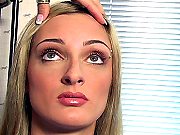 Blond 18yo Girl Posing Gets Pierced Eyebrow and Make-up