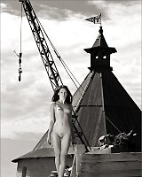 Skinny teen models posing naked outdoors brunette in vintage black and white pics