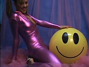 Enticing Teen Undressing Babe Ira Teasing Us nuts with Her Latex Costume