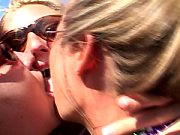 Drunk Lesbians Fondling Tits & Kissing