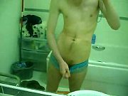 Gorgeous Teen Brunette Emo Gay Wanking Cock in the bathroom Mirror