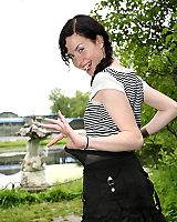 Salacious Chick Banged In Sucking Black Pantyhose Taking Time For Posing Outdoors