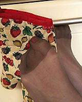 Footsy Housewife In Reinforced Toes Hose Doing Nasty Things In The Kitchen