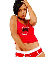 Lovely Jezhabel Black Anime Girl in Red Top Strips