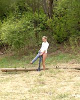 Slim Blond Teen With Small Tits Pissing Outdoor