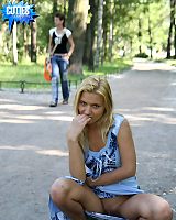 Blond Teen Candid Upskirt Flashing In Public and Posing