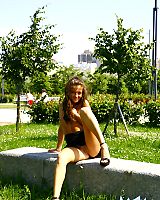 Tanned Hot Teen Flashing and Masturbating Pussy In Public