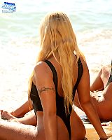 Blonde In Bikini Spreads Her Legs On The Beach