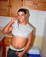 Pretty Black Twink Posing and Jerking In Kitchen