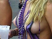Drunk Blonde In Mask Shows Big Tits In Public