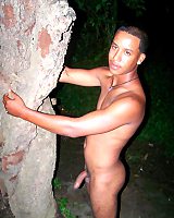 Black Twink In Jeans Jerking and Posing Topless Outdoor