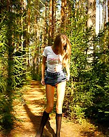 Blonde Puss With Gorgeous Body Pees On Forest Path
