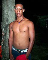Black Twink In Jeans Jerking Cock and Posing Topless Outdoor