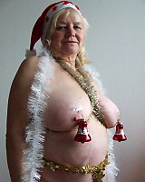 Mature Blond Xmas BBW Undressing and Posing Nude