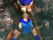 Horny Blue Haired Sporty Girl is Bound and Electrocuted