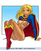 Super Heroine Showing You Fantastic Boobs Teasing Shaving Pussy