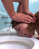 Sexy Blonde Deepthroating & Toilet Humiliation