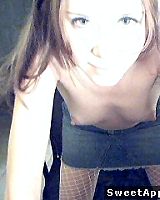 Pretty Teen In Miniskirt Posing Topless On Webcam