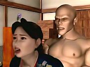 Sinfully Japanese 3D Anime Lady gets doggystyle Fucked Doggie by a Bald Stud