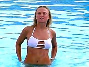 Veronika in Swimming Pool in Very Wet Tiny Bikini