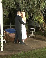 Blond Shemale Gets Blowjob & Assfucking Outdoor