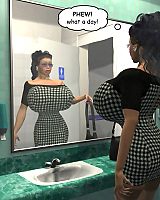 Curly Girl With Monster Tits Posing In Mirror 3d