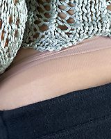 Vivacious Chick Stretching Her Soft Silky Pantyhose Up To Her Ripe Peaches
