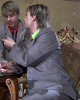 Gay Anal Fingered and Assfucked Missionary On Leather Sofa