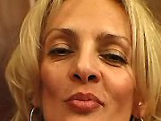 Knockout Blonde Milf Whore Fucks a Big Dildo on the Armchair in ...