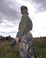Girl Masturbating In Army Outfit Undressing and Posing