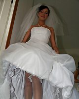 Gorgeous Brunette Ex-bride Showing Her Tight Sexy Booty Upskirt