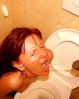 Mature Redhead Sucking Dick and Fucked On Toilet