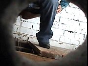 Spying After Pissing Babe Clad In Dirty Country Toilet
