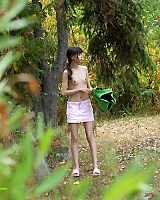 Slim Long Legged Girl Peeing Outdoor In Forest