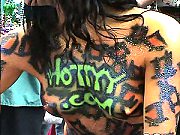 Drunk Bodypainted Babe With Tiny Teeny Tits