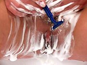 Mature Brunette Shaving Pussy Fucked In Bath