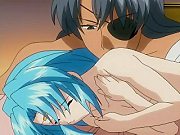 Trashy Blue Haired Busty Hentai Girl gets Little Nipples Licked