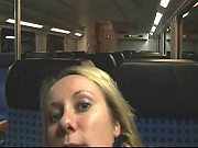 East-European Blondie Spreading Legs Wide And Masturbating On A Public Train