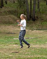 Blond Teen With Pigtails & In Jeans Pisses Outdo...