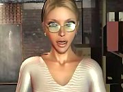 Blonde 3D Chick in Glasses gets Mouth and Pussy Fucked by a ...