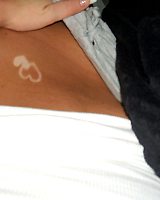 Teen Lesbian Blonde Slut Strips lesbian Brunette with trimmed Pussy in Her Silk Bed