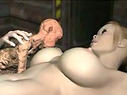 Tiny Alien with Huge Thong Fucking a Sweet 3D Bitch